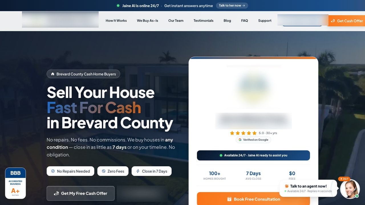Cash home buyers group — website designed by Hively in Brevard County, FL