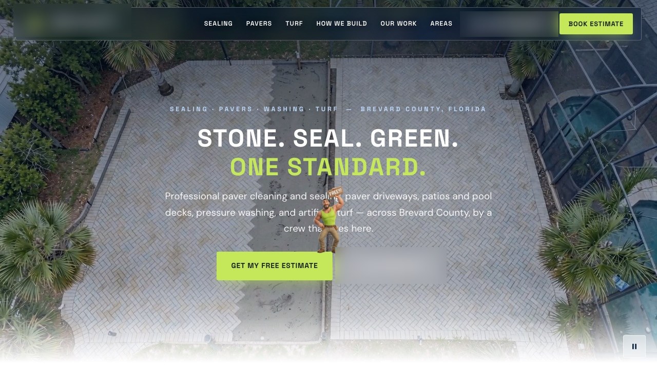Hardscaping & turf company — website designed by Hively in Brevard County, FL